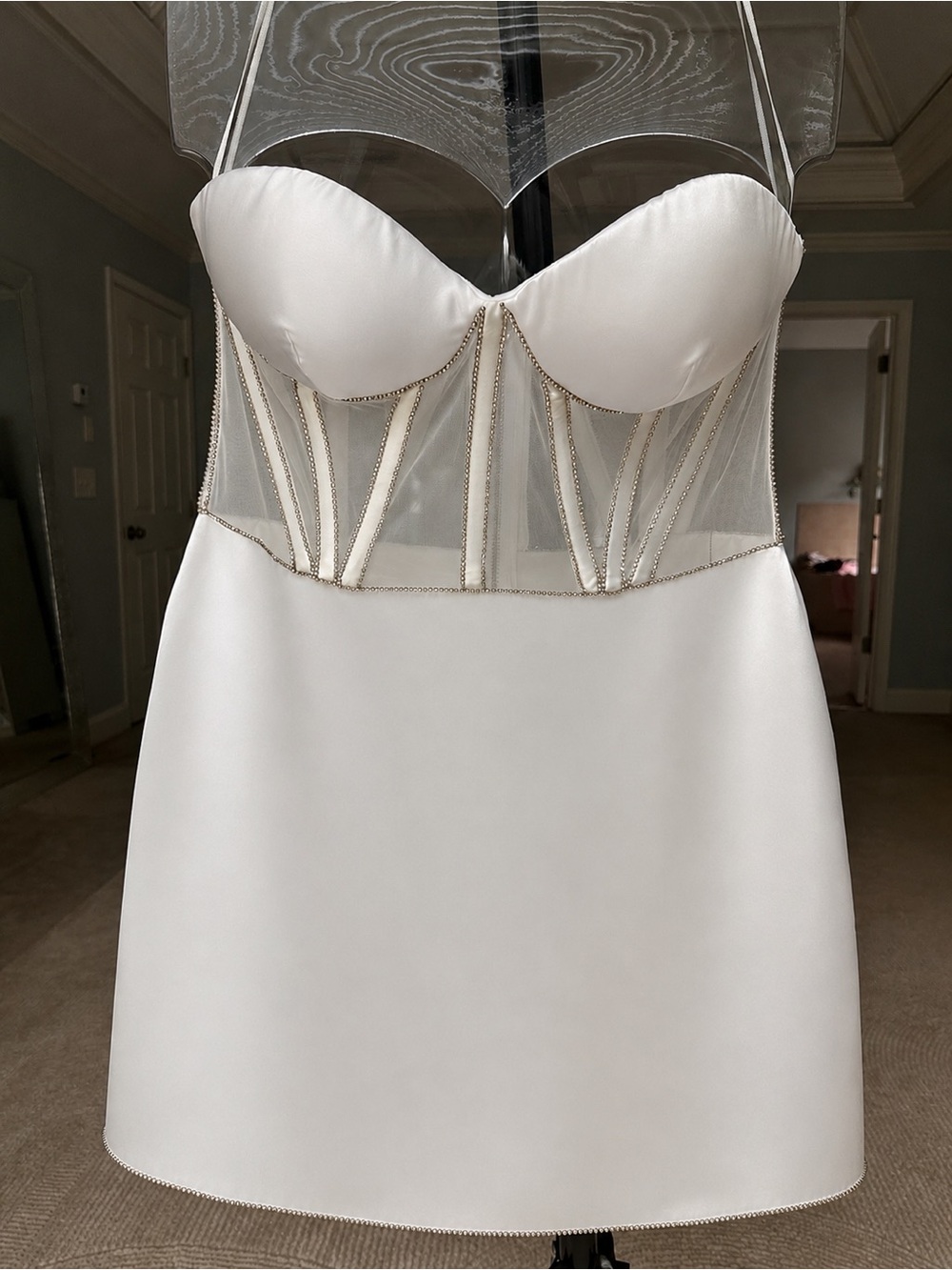 RETROFETE Strapless White Wedding Corset Mini Dress